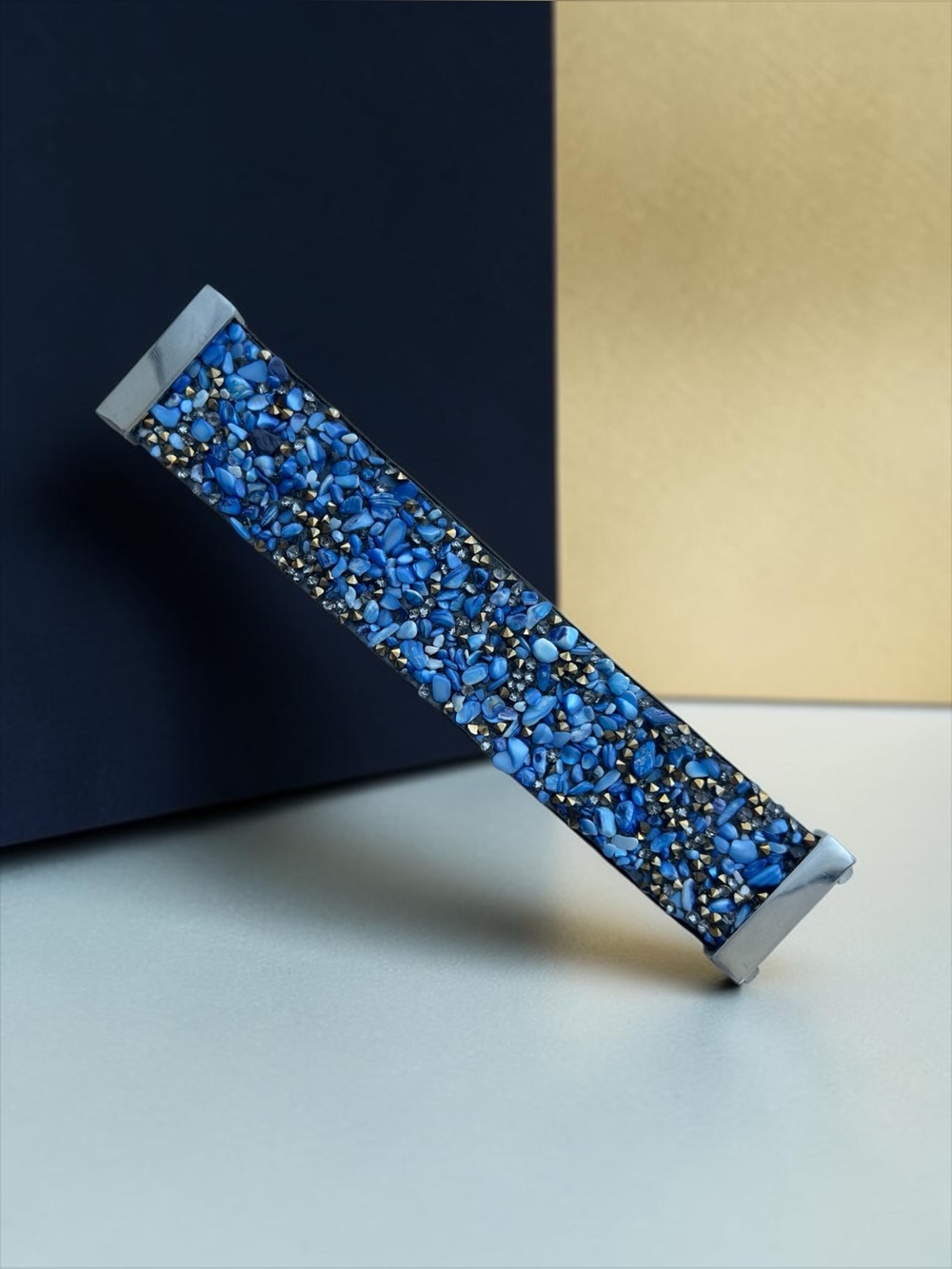 💖 Blue Stone Chip & Crystal Mosaic Cuff Bracelet 💖